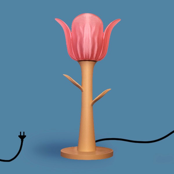 Flower Lamp - Pink Oak