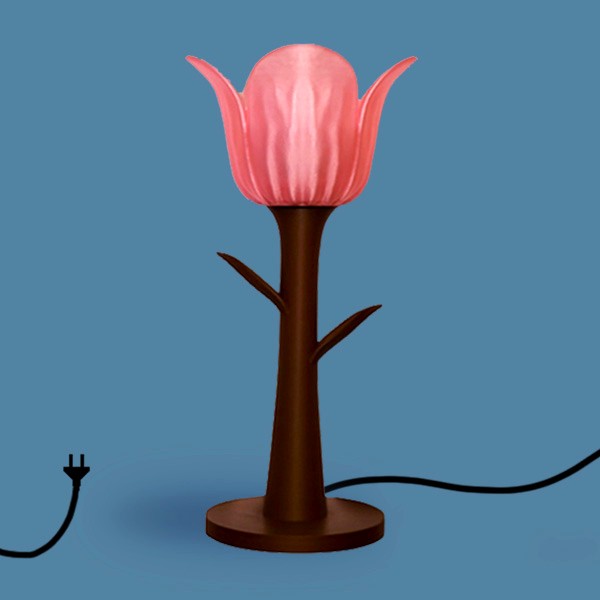Flower Lamp - Pink walnut
