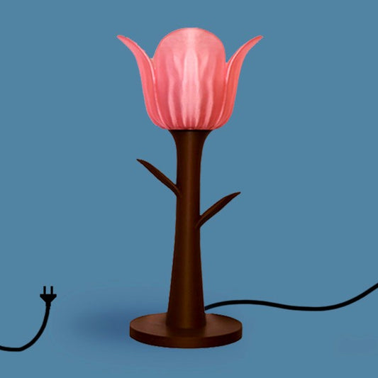 Flower Lamp - Pink walnut